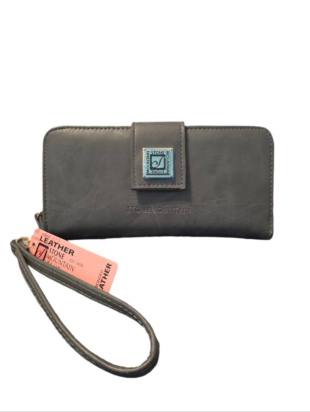 Stone Mountain Gray Leather Wristlet Wallet - NWT
